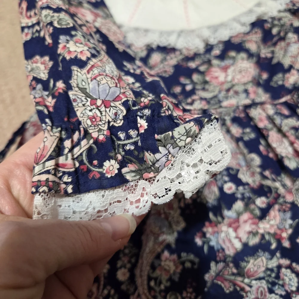 Vintage‎ Dance And Prance 80s Floral Lace Toddler Dress Size 5 Easter Spring